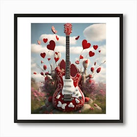 Heartstrings Monarchy Queen Of Hearts Guitar Elegance (17) Art Print