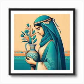 Muslim Woman With Vase Art Print