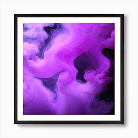 Purple Smoke On Black Background Art Print