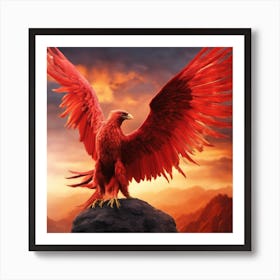Sapphire the Phoenix: Beacon of the Mountains Art Print