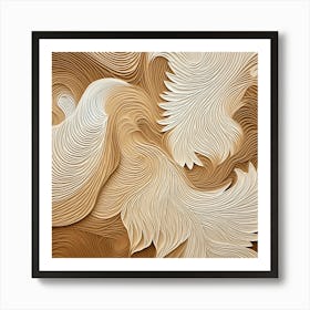 Wellen Linien, feine Muster beige-braun, Boho-Style Art Print