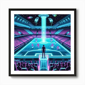8-bit futuristic sports stadium 1 Art Print