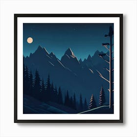 Night In The Mountains Art Print