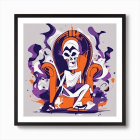 Drew Illustration Of Scream Man On Chair In Bright Colors, Vector Ilustracije, In The Style Of Dark (1) Art Print