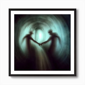 Two People Holding Hands In A Tunnel Art Print