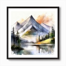 Firefly An Illustration Of A Beautiful Majestic Cinematic Tranquil Mountain Landscape In Neutral Col 2023 11 23t001108 Art Print