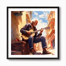 Old Man Playing Guitar 4 Art Print