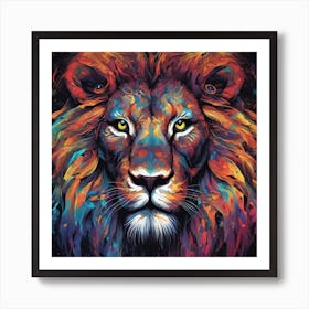 Mesmerizing Lion With Luminous Eyes On A Profound Black Background 1 Art Print