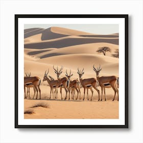 Herd Of Gazelles In The Sahara Art Print