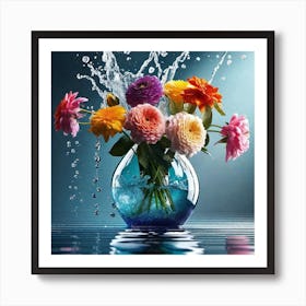 Water Splashing Flowers 13 Art Print