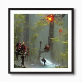 Robots In The Forest Art Print