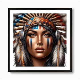 Indian Woman With Feathers 1 Art Print