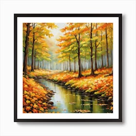 Forest In Autumn In Minimalist Style Square Composition 227 Art Print