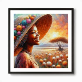 African Woman In A Hat Art Print