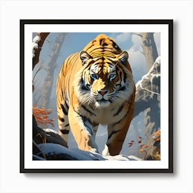 Tiger In The Snow Art Print