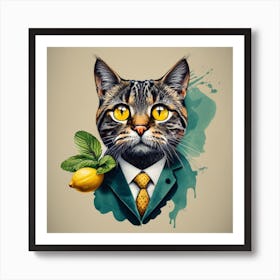 Cat In A Suit 1 Art Print