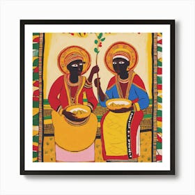 Two African Women Nutmeg Wall Art Art Print