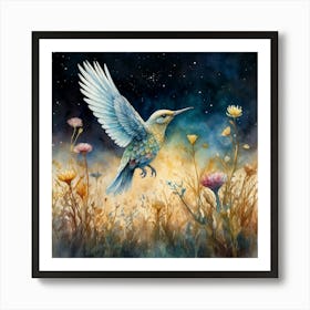 Default Center One Bird Water Color Drawing White Background S 3 Art Print