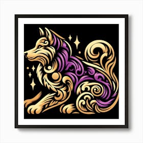 Zodiac Wolf 1 Art Print