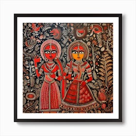 Indian Painting, Traditional Painting, Acrylic On Canvas Art Print