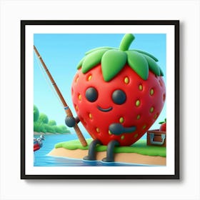 Strawberry Fishing 1 Art Print