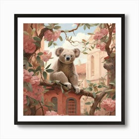 Koala Pink Jungle Animal Portrait Art Print