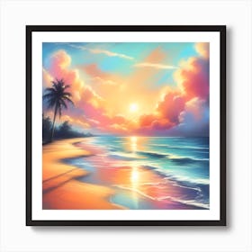 Sunset Beach Painting Art Print