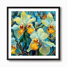 Blue Orchids Art Print