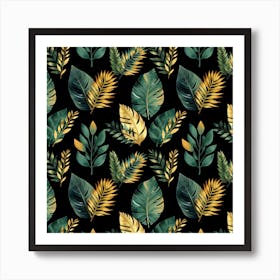 Tropical Leaves Seamless Pattern Art Print