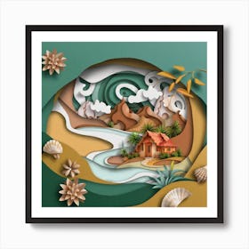 Nice Landscape In Paper Art Work 10 Art Print