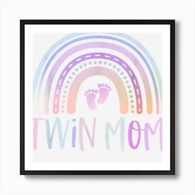 Twin Mom Cute Mama Of Twins Rainbow Pregnancy Announcement Art Print