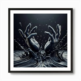 Hands Splashing Water Art Print
