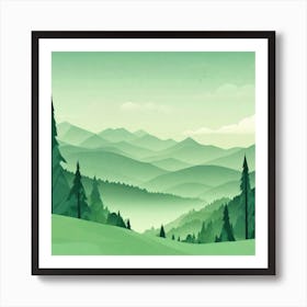 Misty mountains background in green tone 116 Art Print