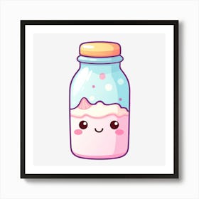 Kawaii Milk Bottle Art Print