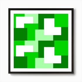 Green Abstract Square Tiles Art Print