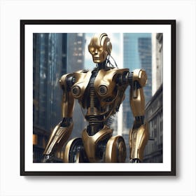 Golden Robot Art Print