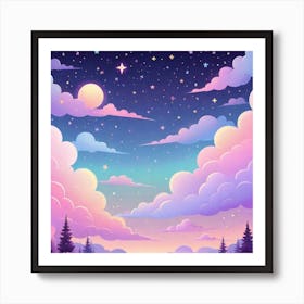Sky With Twinkling Stars In Pastel Colors Square Composition 162 Art Print