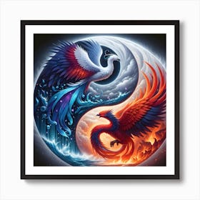 Yin Yang Phoenix Art Print