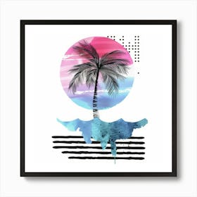 Palm Tree And Waves Art Print