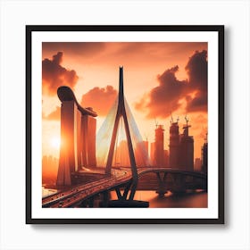 Sunset In Singapore 1 Art Print