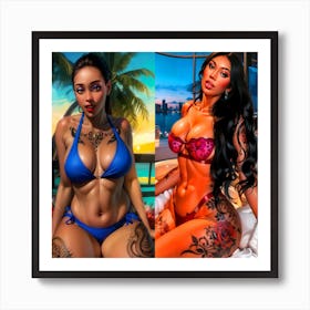 Two Women In Bikinis 27 Art Print