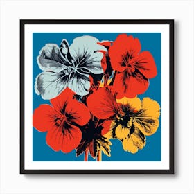 Andy Warhol Style Pop Art Flowers Geranium 4 Square Art Print