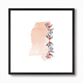 Mississippi Watercolor Floral State Art Print