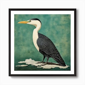 Ohara Koson Inspired Bird Painting Cormorant 4 Square Art Print