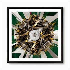 Roses In Green And Gold Art Print