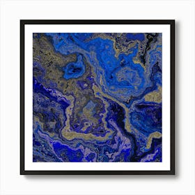 Abstract - Blue And Gold Abstract Painting Poster