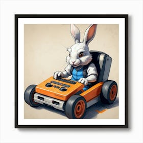 Rabbit In A Car 4 Art Print