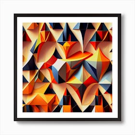 Abstract Geometric Pattern,Generative Brilliance: Abstract and Colorful Geometric Shapes Art Print