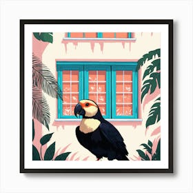 Parrot In Front Of House Poster