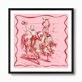 Two Cowboys Riding Horses 1 Art Print